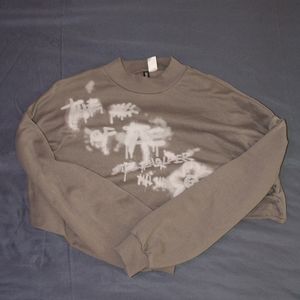 Grey Cropped Graffiti Sweater